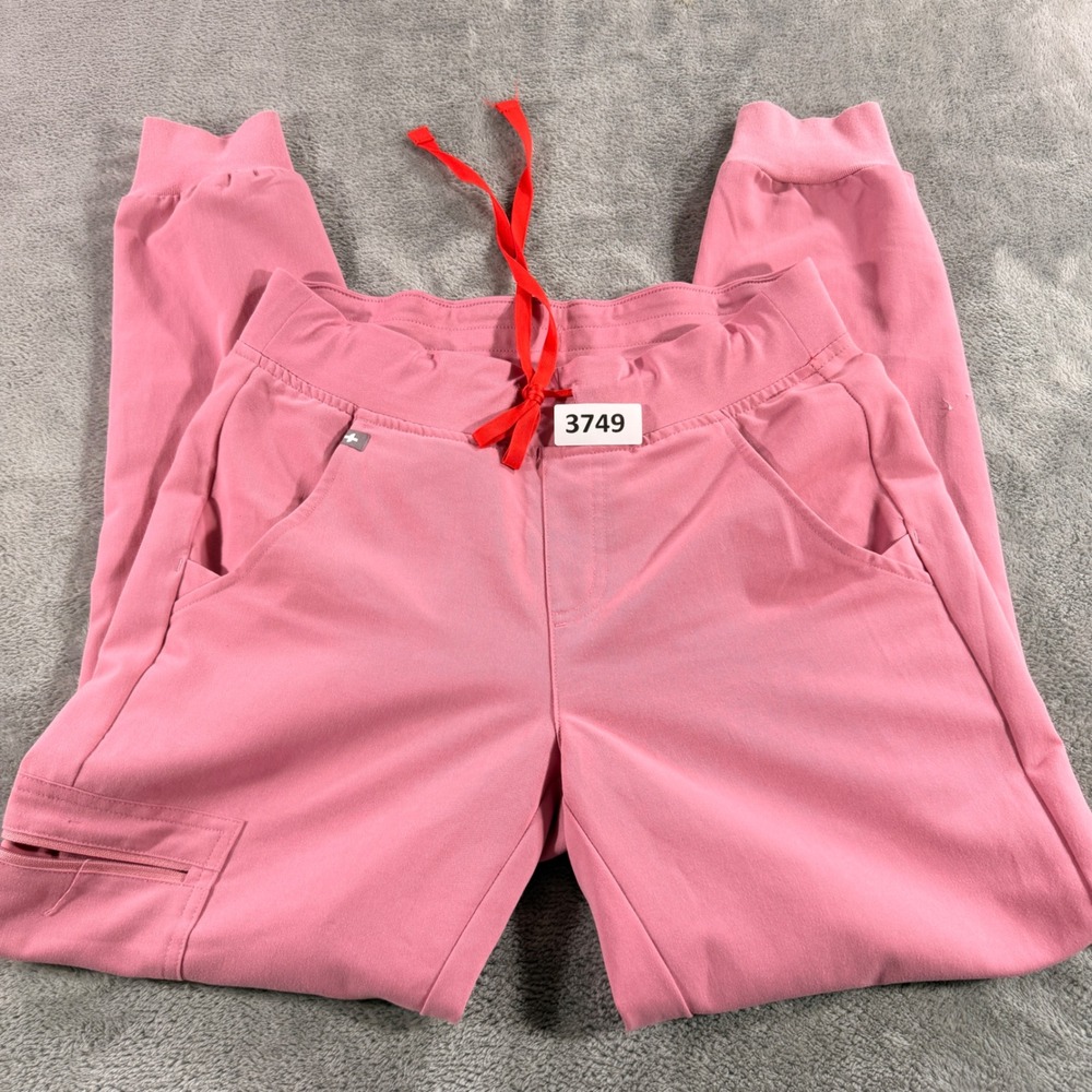 FIGS Technical Collection Jogger Scrub Pants Women XS Pink Drawstring Cargo